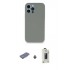 MARSİLYAN™- iPhone 13 Pro Max Kılıf Zirve Modern Özel Seri - Siyah Bilvis Hayalet Cam Ekran Koruyucu + Renkli Kamera Lens Koruma Cam - PE