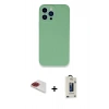 MARSİLYAN™- iPhone 13 Pro Max Kılıf Zirve Modern Özel Seri - Siyah Bilvis Hayalet Cam Ekran Koruyucu + Pers Alüminyum Kamera Lens - KI