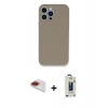 MARSİLYAN™- iPhone 13 Pro Max Kılıf Zirve Modern Özel Seri - Siyah Bilvis Hayalet Cam Ekran Koruyucu + Pers Alüminyum Kamera Lens - KI