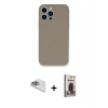 MARSİLYAN™- iPhone 13 Pro Max Kılıf Zirve Modern Özel Seri - Siyah Bilvis Hayalet Cam Ekran Koruyucu + Pers Alüminyum Kamera Lens - SABE
