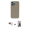 MARSİLYAN™- iPhone 13 Pro Max Kılıf Zirve Modern Özel Seri - Siyah Bilvis Hayalet Cam Ekran Koruyucu + Pers Alüminyum Kamera Lens - KI