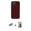MARSİLYAN™- iPhone 13 Pro Max Kılıf Zirve Modern Özel Seri - Siyah Bilvis Hayalet Cam Ekran Koruyucu + Renkli Kamera Lens Koruma Cam - PE