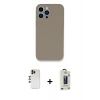 MARSİLYAN™- iPhone 13 Pro Max Kılıf Zirve Modern Özel Seri - Siyah Bilvis Hayalet Cam Ekran Koruyucu + Shine Kamera Lens - GD
