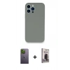 MARSİLYAN™- iPhone 13 Pro Max Kılıf Zirve Modern Özel Seri - Siyah Bilvis Hayalet Cam Ekran Koruyucu + Neon Fosforlu Kamera Lens - YL