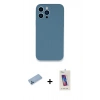 MARSİLYAN™- iPhone 13 Pro Max Kılıf Zirve Modern Özel Seri - Siyah Joko 5D Cam + Mavi Shine Kamera Lens Koruma Cam