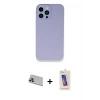 MARSİLYAN™- iPhone 13 Pro Max Kılıf Zirve Modern Özel Seri - Siyah Joko 5D Cam + Mor Rainbow Kamera Lens Koruma Cam