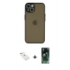 MARSİLYAN™- iPhone 14 Kılıf Ahenk Çizgi Serisi - Şeffaf 360 Full Body Arka Koruyucu + Diamond Kamera Lens - YL