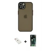 MARSİLYAN™- iPhone 14 Kılıf Ahenk Çizgi Serisi - Şeffaf 360 Full Body Arka Koruyucu + Diamond Kamera Lens - KI