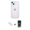 MARSİLYAN™- iPhone 14 Kılıf Ahenk Çizgi Serisi - Şeffaf 360 Full Body Arka Koruyucu + Diamond Kamera Lens - YL