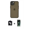 MARSİLYAN™- iPhone 14 Kılıf Ahenk Çizgi Serisi - Şeffaf 360 Full Body Arka Koruyucu + PVD Metal Kamera Lens - GS