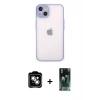 MARSİLYAN™- iPhone 14 Kılıf Ahenk Çizgi Serisi - Şeffaf 360 Full Body Arka Koruyucu + PVD Metal Kamera Lens - GS