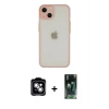 MARSİLYAN™- iPhone 14 Kılıf Ahenk Çizgi Serisi - Şeffaf 360 Full Body Arka Koruyucu + PVD Metal Kamera Lens - GS