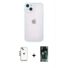 MARSİLYAN™- iPhone 14 Kılıf Ahenk Çizgi Serisi - Şeffaf 360 Full Body Arka Koruyucu + Shine Kamera Lens - GS