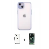 MARSİLYAN™- iPhone 14 Kılıf Ahenk Çizgi Serisi - Şeffaf 360 Full Body Arka Koruyucu + Shine Kamera Lens - GS