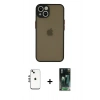MARSİLYAN™- iPhone 14 Kılıf Ahenk Çizgi Serisi - Şeffaf 360 Full Body Arka Koruyucu + Shine Kamera Lens - GS