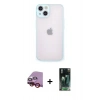 MARSİLYAN™- iPhone 14 Kılıf Ahenk Çizgi Serisi - Şeffaf 360 Full Body Arka Koruyucu + Raze Metal Kamera Lens - KI