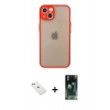 MARSİLYAN™- iPhone 14 Kılıf Ahenk Çizgi Serisi - Şeffaf 360 Full Body Arka Koruyucu + Pembe Diamond Kamera Lens