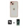 MARSİLYAN™- iPhone 14 Kılıf Ahenk Çizgi Serisi - Şeffaf 360 Full Body Arka Koruyucu + PVD Metal Kamera Lens - PE