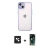 MARSİLYAN™- iPhone 14 Kılıf Ahenk Çizgi Serisi - Şeffaf 360 Full Body Arka Koruyucu + PVD Metal Kamera Lens - PE