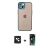 MARSİLYAN™- iPhone 14 Kılıf Ahenk Çizgi Serisi - Şeffaf 360 Full Body Arka Koruyucu + PVD Metal Kamera Lens - PE