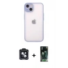 MARSİLYAN™- iPhone 14 Kılıf Ahenk Çizgi Serisi - Şeffaf 360 Full Body Arka Koruyucu + PVD Metal Kamera Lens - SH