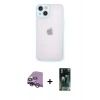 MARSİLYAN™- iPhone 14 Kılıf Ahenk Çizgi Serisi - Şeffaf 360 Full Body Arka Koruyucu + Raze Metal Kamera Lens - GS