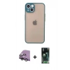 MARSİLYAN™- iPhone 14 Kılıf Ahenk Çizgi Serisi - Şeffaf 360 Full Body Arka Koruyucu + Raze Metal Kamera Lens - GS
