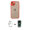 MARSİLYAN™- iPhone 14 Kılıf Ahenk Çizgi Serisi - Şeffaf 360 Full Body Arka Koruyucu + Shine Kamera Lens - GI