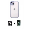 MARSİLYAN™- iPhone 14 Kılıf Ahenk Çizgi Serisi - Şeffaf 360 Full Body Arka Koruyucu + PVD Metal Kamera Lens - TU