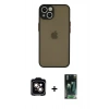 MARSİLYAN™- iPhone 14 Kılıf Ahenk Çizgi Serisi - Şeffaf 360 Full Body Arka Koruyucu + PVD Metal Kamera Lens - TU