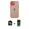 MARSİLYAN™- iPhone 14 Kılıf Ahenk Çizgi Serisi - Şeffaf 360 Full Body Arka Koruyucu + PVD Metal Kamera Lens - TU