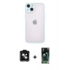 MARSİLYAN™- iPhone 14 Kılıf Ahenk Çizgi Serisi - Şeffaf 360 Full Body Arka Koruyucu + PVD Metal Kamera Lens - TU