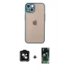 MARSİLYAN™- iPhone 14 Kılıf Ahenk Çizgi Serisi - Şeffaf 360 Full Body Arka Koruyucu + PVD Metal Kamera Lens - TU