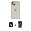 MARSİLYAN™- iPhone 14 Kılıf Ahenk Çizgi Serisi - Şeffaf 360 Full Body Arka Koruyucu + PVD Metal Kamera Lens - TU