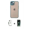 MARSİLYAN™- iPhone 14 Kılıf Ahenk Çizgi Serisi - Şeffaf 360 Full Body Arka Koruyucu + Shine Kamera Lens - YL