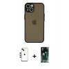 MARSİLYAN™- iPhone 14 Kılıf Ahenk Çizgi Serisi - Şeffaf 360 Full Body Arka Koruyucu + Shine Kamera Lens - YL