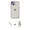 MARSİLYAN™- iPhone 14 Kılıf Ahenk Çizgi Serisi - Şeffaf Pasifik Cam Ekran Koruyucu + Diamond Kamera Lens - SABE