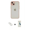 MARSİLYAN™- iPhone 14 Kılıf Ahenk Çizgi Serisi - Şeffaf Pasifik Cam Ekran Koruyucu + Diamond Kamera Lens - SABE