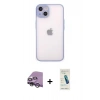 MARSİLYAN™- iPhone 14 Kılıf Ahenk Çizgi Serisi - Şeffaf Pasifik Cam Ekran Koruyucu + Raze Metal Kamera Lens - GS