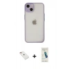 MARSİLYAN™- iPhone 14 Kılıf Ahenk Çizgi Serisi - Şeffaf Pasifik Cam Ekran Koruyucu + Diamond Kamera Lens - KI