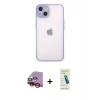MARSİLYAN™- iPhone 14 Kılıf Ahenk Çizgi Serisi - Şeffaf Pasifik Cam Ekran Koruyucu + Raze Metal Kamera Lens - KI