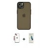 MARSİLYAN™- iPhone 14 Kılıf Ahenk Çizgi Serisi - Şeffaf Pasifik Cam Ekran Koruyucu + Shine Kamera Lens - KI