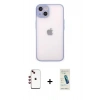 MARSİLYAN™- iPhone 14 Kılıf Ahenk Çizgi Serisi - Şeffaf Pasifik Cam Ekran Koruyucu + Shine Kamera Lens - KI