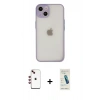 MARSİLYAN™- iPhone 14 Kılıf Ahenk Çizgi Serisi - Şeffaf Pasifik Cam Ekran Koruyucu + Shine Kamera Lens - KI
