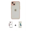 MARSİLYAN™- iPhone 14 Kılıf Ahenk Çizgi Serisi - Şeffaf Pasifik Cam Ekran Koruyucu + Shine Kamera Lens - KI