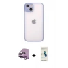 MARSİLYAN™- iPhone 14 Kılıf Ahenk Çizgi Serisi - Şeffaf Pasifik Cam Ekran Koruyucu + Raze Metal Kamera Lens - MR