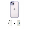 MARSİLYAN™- iPhone 14 Kılıf Ahenk Çizgi Serisi - Şeffaf Pasifik Cam Ekran Koruyucu + Shine Kamera Lens - GS