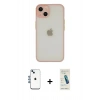 MARSİLYAN™- iPhone 14 Kılıf Ahenk Çizgi Serisi - Şeffaf Pasifik Cam Ekran Koruyucu + Shine Kamera Lens - MI