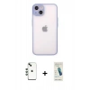 MARSİLYAN™- iPhone 14 Kılıf Ahenk Çizgi Serisi - Şeffaf Pasifik Cam Ekran Koruyucu + Shine Kamera Lens - YL