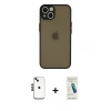 MARSİLYAN™- iPhone 14 Kılıf Ahenk Çizgi Serisi - Şeffaf Pasifik Cam Ekran Koruyucu + Shine Kamera Lens - SH